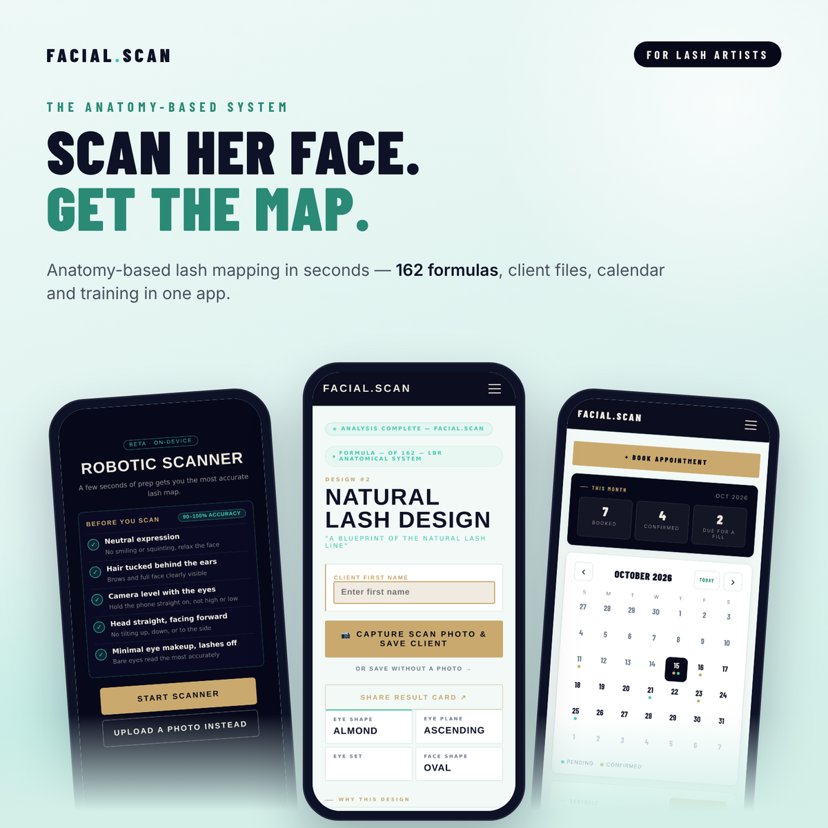 FACIAL.SCAN app — scan her face, get the lash map